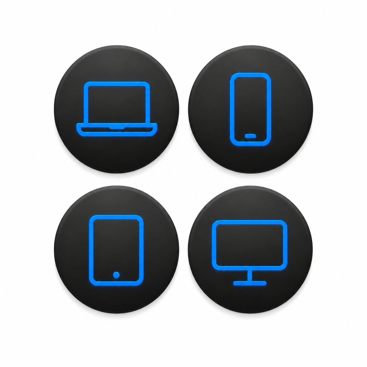 Laptop, phone, tablet, and monitor icons